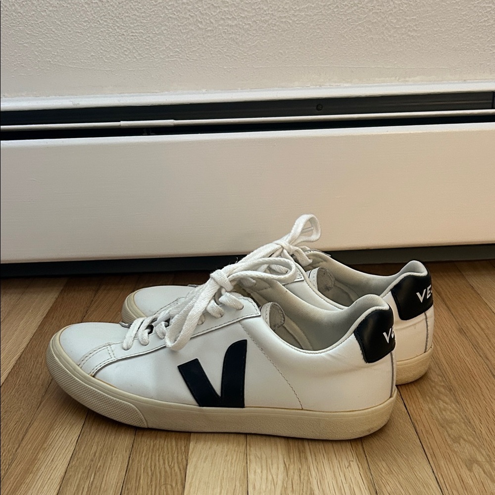Veja White Sneakers with Black Detailing